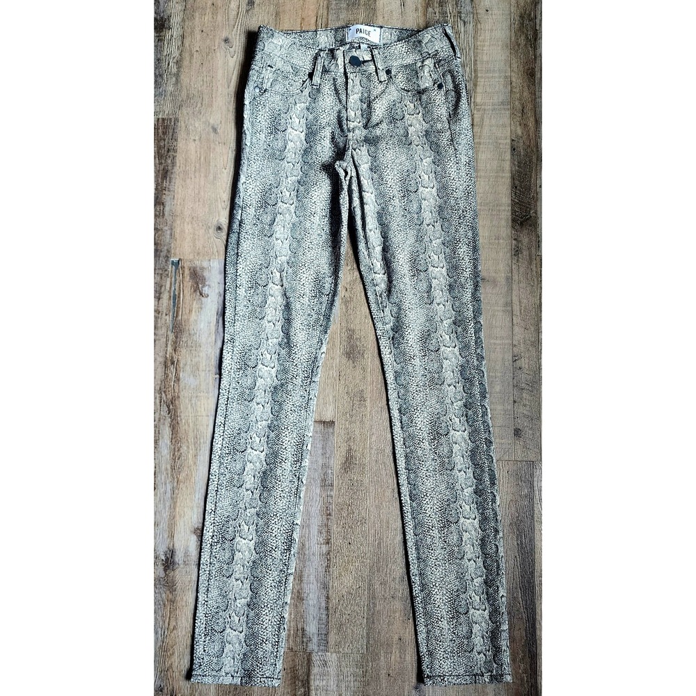Paige Verdugo Ultra Skinny Jeans Women 24 White Black Python Snake Print W1470